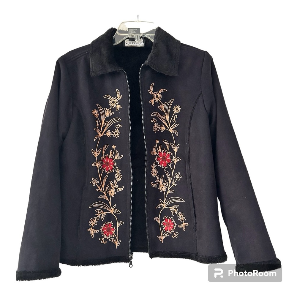 Embroiled Faux Suede Selene Sports Jacket size S